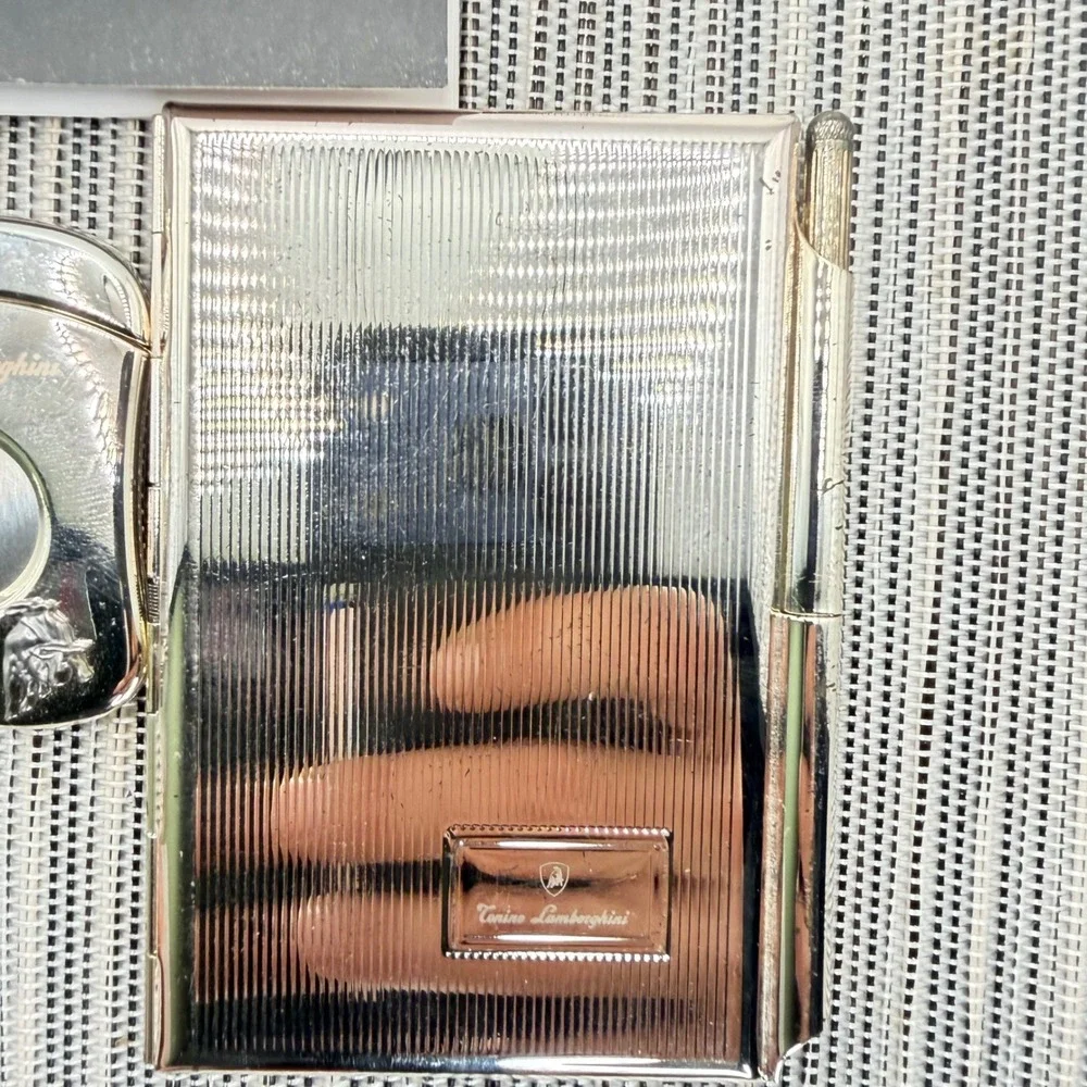 Tonino‎ Lamborghini Silver Tone Notebook Pen Cigar Cutter & Mirror Luxury Set